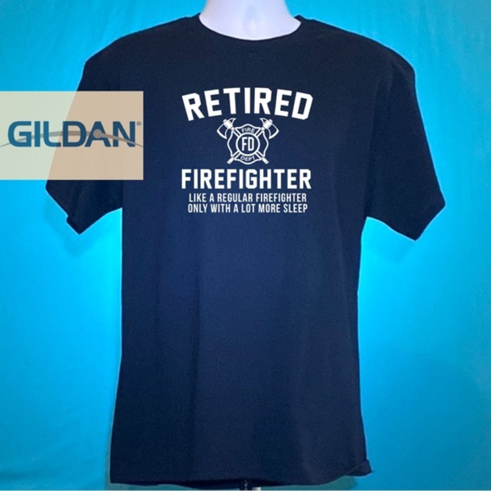NEW Retired Firefighter TSHIRT Tee t-shirt Black